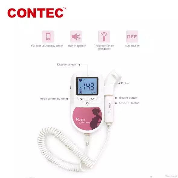 Contec Sonolinea Digital Fetal Heartbeat Monitor Ultrasound Devices for Home Use, Fetal Doppler - Trademart.pk