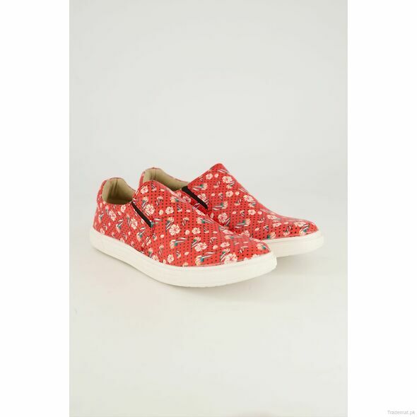 Miles Women Red Printed Slip-On Sneakers, Sneakers - Trademart.pk