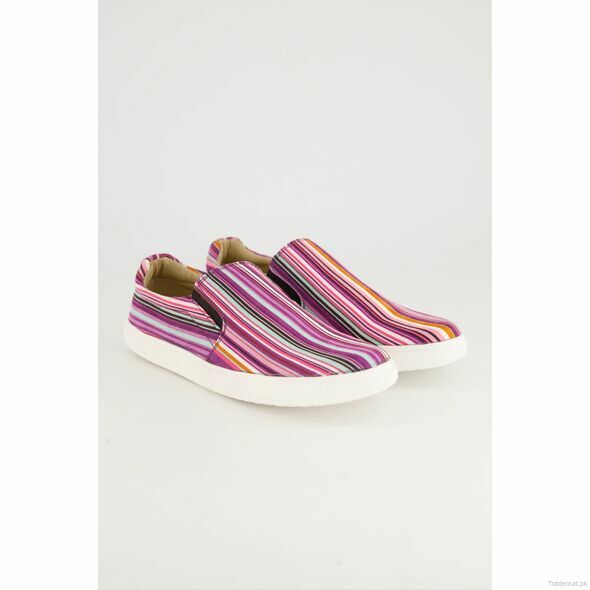 Miles Women Purple Stripped Slip-On Sneakers, Sneakers - Trademart.pk