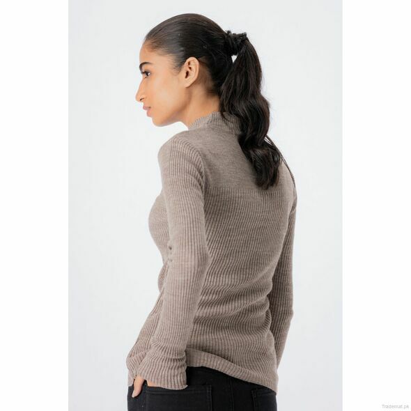 West Line Women Beige Roll Cut Neck Sweater, Women Sweater - Trademart.pk
