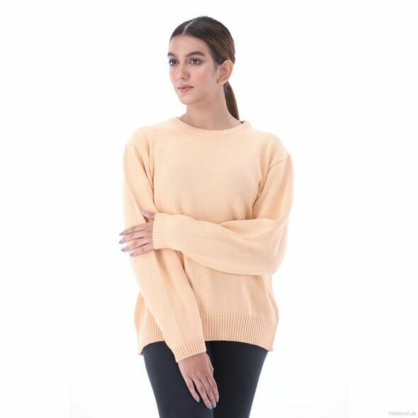 Women Peach Solid Sweater, Women Sweater - Trademart.pk