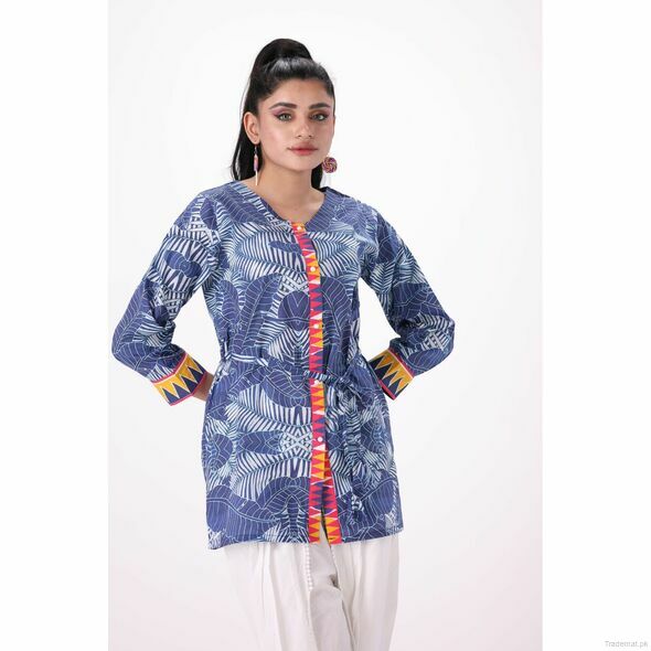 East Line Women Tropical Azure Print  Stitched Kurta, Women Kurtas - Trademart.pk