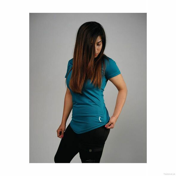 Athleisure V-Neck T-Shirt - Emerald Green, Women T-Shirts - Trademart.pk