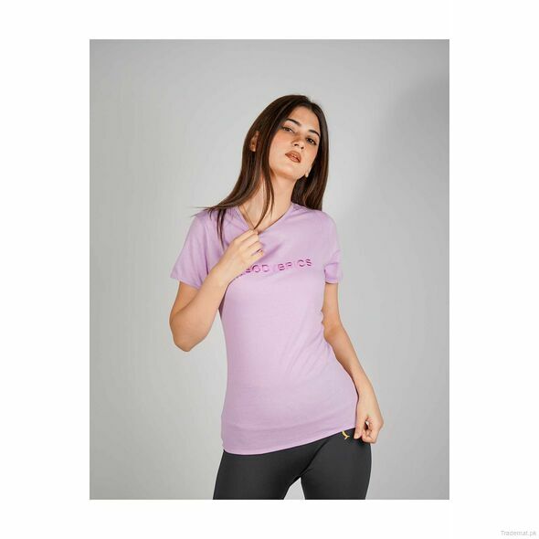 Embroidered Logo T-Shirt - Purple, Women T-Shirts - Trademart.pk