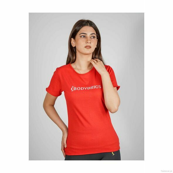 Embroidered Logo T-Shirt - Red, Women T-Shirts - Trademart.pk