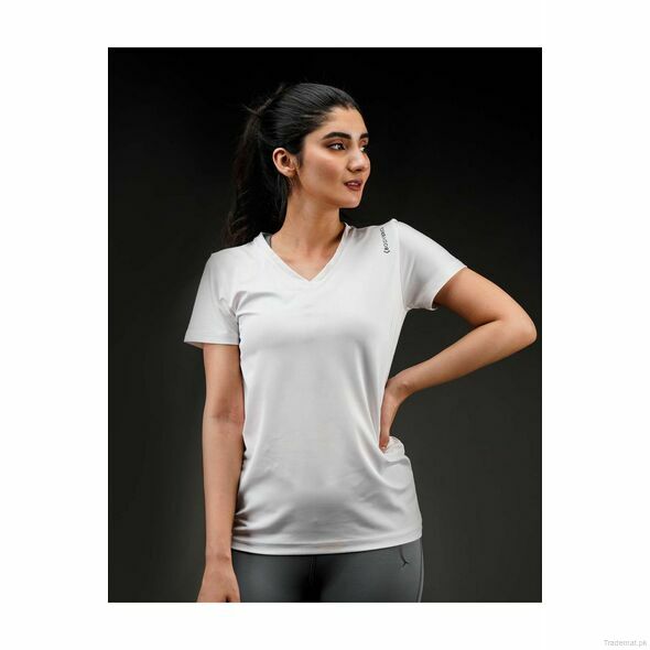 Luxe V-Neck Tshirt - White, Women T-Shirts - Trademart.pk