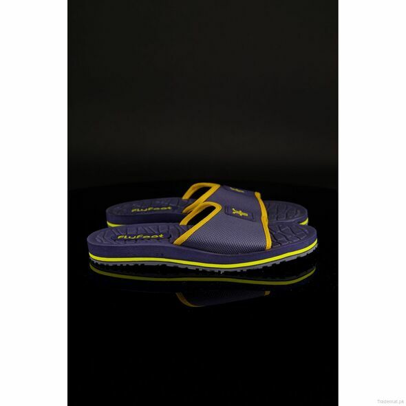 Flyfoot Men Navy & Yellow Comfortable Slippers, Slippers - Trademart.pk