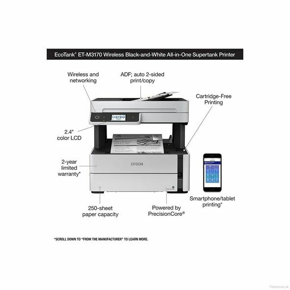 Epson EcoTank M3170 Mono Print/Scan/Copy/Fax Wi-Fi Tank Printer, Printer - Trademart.pk