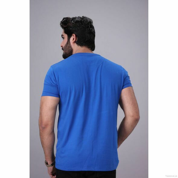 West Line Men Blue Cotton Solid Tee, Men T-Shirts - Trademart.pk
