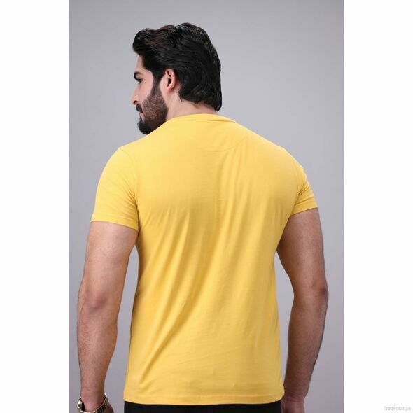 West Line Men Yellow Cotton Solid Tee, Men T-Shirts - Trademart.pk