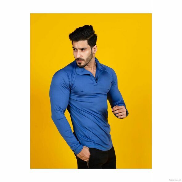 Debonair Quarter Zip Pullover - Blue, Men T-Shirts - Trademart.pk