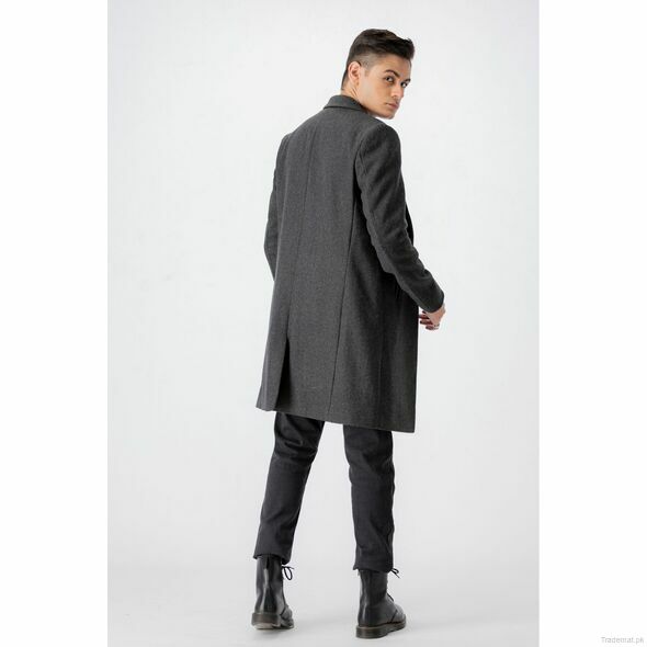 West Line Men Grey Wool Overcoat,  Blazers - Trademart.pk
