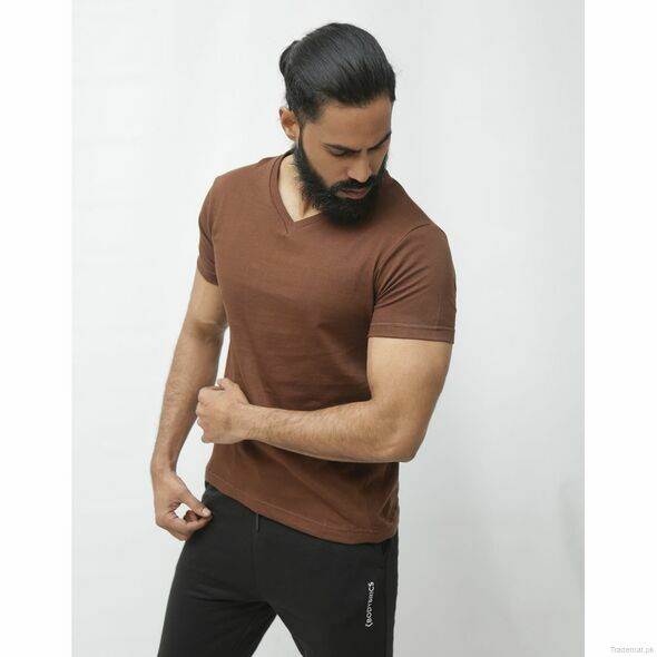 Bb V Neck Shirt Brown, Men T-Shirts - Trademart.pk