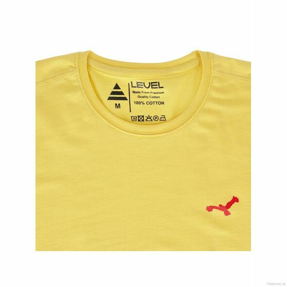 Level Men Yellow Solid 100% Cotton Tees, Men T-Shirts - Trademart.pk