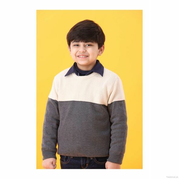 Boys Kids Level White & Grey Sweaters, Boys Sweaters - Trademart.pk