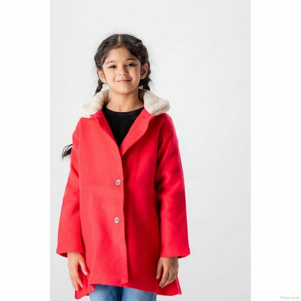 Yellow Bee Girls Red Winter Coats, Girls Coats - Trademart.pk