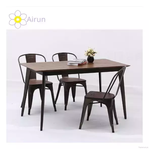 Vintage Restaurant Furniture Restaurant Wooden Top Tables with Iron Legs Dinning Table for Restaurant, Dining Tables - Trademart.pk
