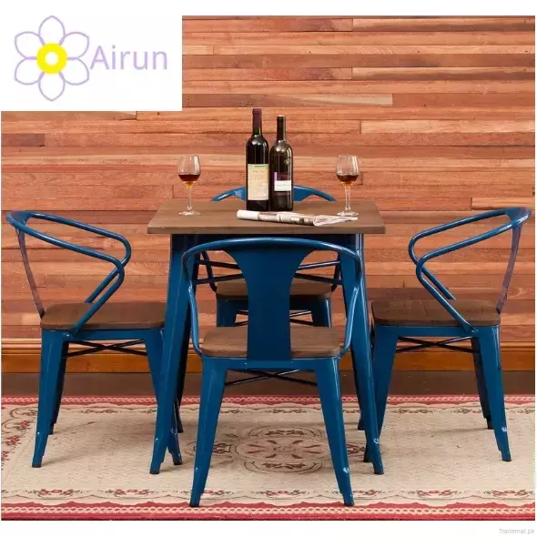 Industrial Vintage Multi Color Distress Finish Square Dining Table Metal Restaurant, Cafe Hotel Square Metal Dining Table, Dining Tables - Trademart.pk