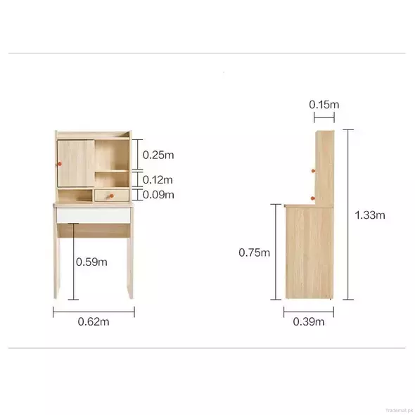 Bedroom Natural Color Makeup Dresser with Mirror and Seat., Dresser - Dressing Table - Trademart.pk