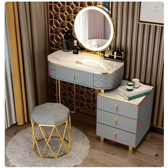 Dressing Table and Chair Set Bedroom Simple Modern LED Mirror Storage Dresser, Dresser - Dressing Table - Trademart.pk