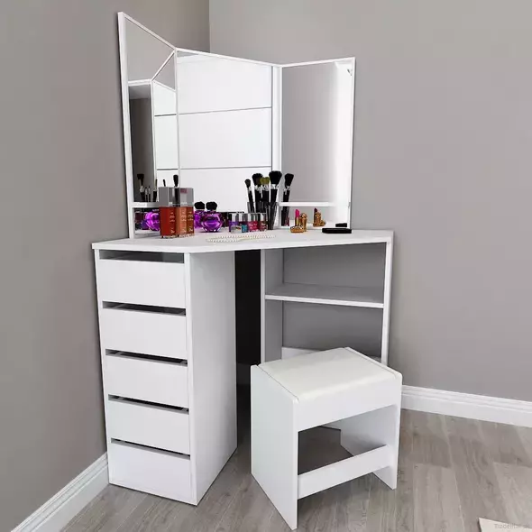 Good Quality Wooden Dressing Table with Mirror and Stool Dressing Table, Dresser - Dressing Table - Trademart.pk