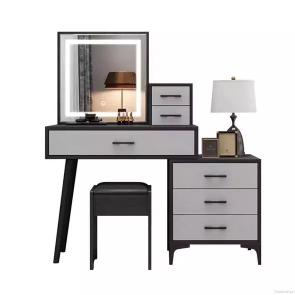Modern Home Bedroom Furniture Set Wooden Mirror Makeup Dressing Table Dresser, Dresser - Dressing Table - Trademart.pk