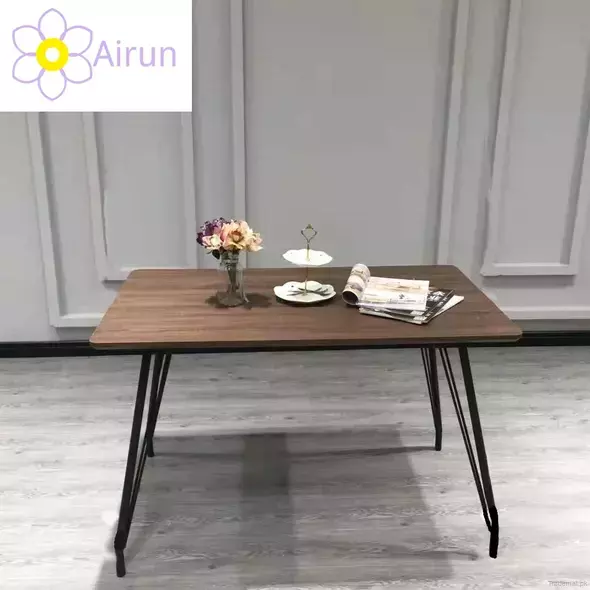 Modern Home Dining Room Wooden Furniture Wood MDF Dining Table with Metal Legs, Dining Tables - Trademart.pk