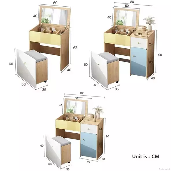 Modern Dressing Table with Mirror for Small Peace and Bedroom, Dresser - Dressing Table - Trademart.pk