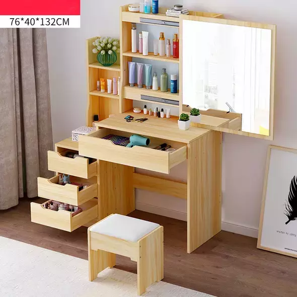 Vanity Set Nordic Style Simple Dressing Table Bedroom Fashion Makeup Table with Mirror, Dresser - Dressing Table - Trademart.pk