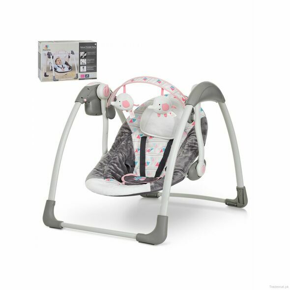 Mastela - Deluxe Portable Swing Grey & Pink, Baby Cradle - Swings - Trademart.pk