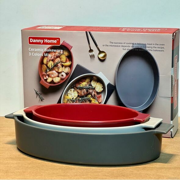 3-Pack Bakeware Set, Ceramic Lasagna Pan, Rectangular Stoneware Baking Pan, Bakeware Set - Trademart.pk