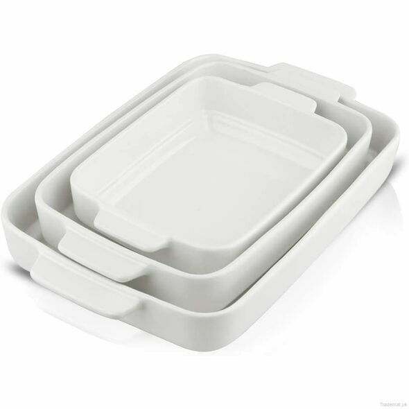 Danny Home Serving And Baking Casserole Set - Three Stackable Dishes, Bakeware Set - Trademart.pk