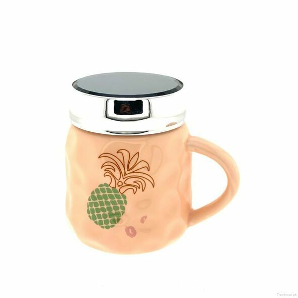 Peach Pineapple With Mirror Lid Coffee Mug, Mugs - Trademart.pk