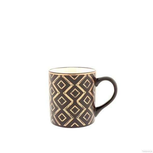 Rhombus Pattern Mug - Brown And Gold, Mugs - Trademart.pk