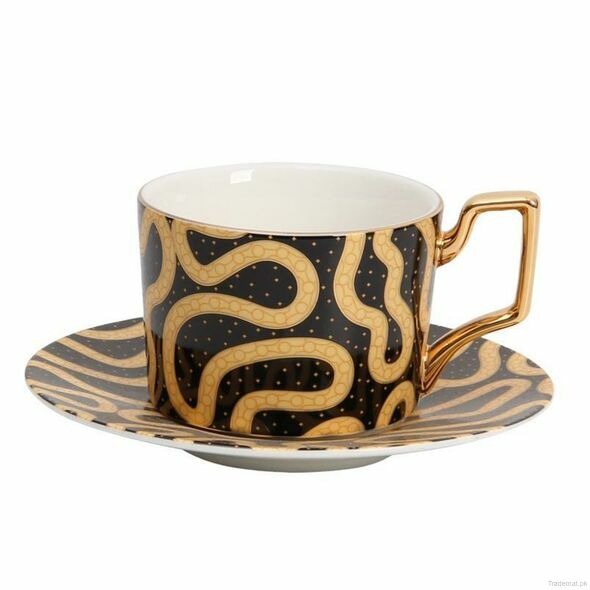 Yellow Lines Moroccan Style Coffee/Tea Cup With Saucer, Mugs - Trademart.pk
