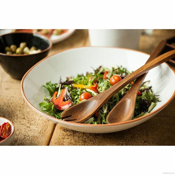 Calisto White Glazed Terracotta Salad Bowl, Serving Bowls - Trademart.pk