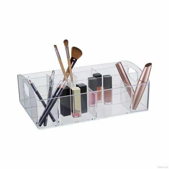 10 Compartment Clear Cosmetics Organiser, Cosmetics Organizer - Trademart.pk