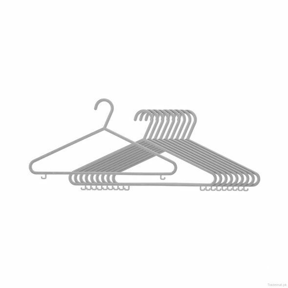 Grey Plastic Adult Hangers - Set of 10, Cloth Hangers - Trademart.pk