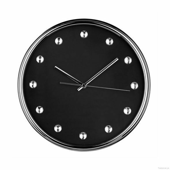 Black Face and Clear Diamantes Wall Clock, Wall Clock - Trademart.pk