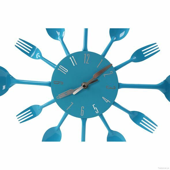 Blue Cutlery Metal Wall Clock, Wall Clock - Trademart.pk