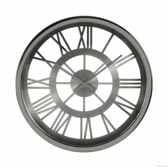 Bailie 35cm Dia Wall Clock Chrome, Wall Clock - Trademart.pk