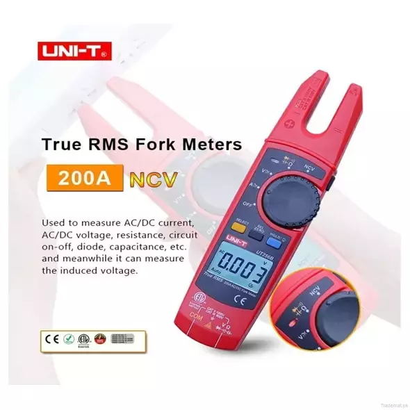 True RMS Digital Fork Type Clamp Meter UNI T UT256B, Clamp Meters - Trademart.pk
