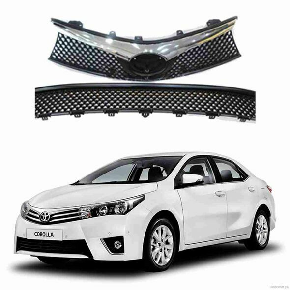 Front Bumper Mesh and Chrome Grill 2Pcs for Toyota Corolla 2014 to 2017, Front Bumper Grills - Trademart.pk