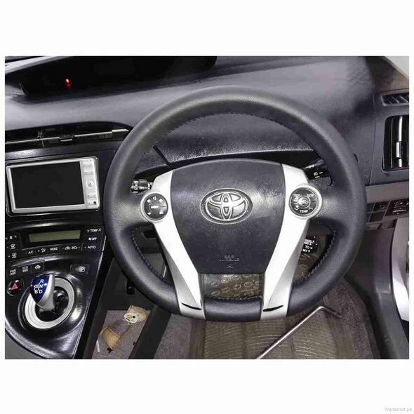 Hand Made Black Color Steering Stitched in Japanese Leather, Steering Wheel Covers - Trademart.pk