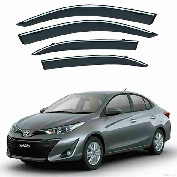 Toyota Yaris 2020 - Black Tinted Chrome Trim Air Press - Door Window Visor - Vent Shade - Sun Guard, Air Press - Sun Visors - Trademart.pk