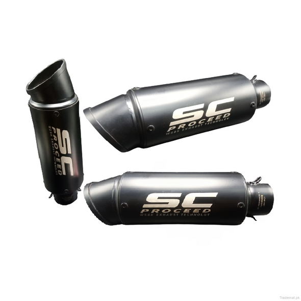 Universal Bike Silencer Exhaust SC Proceed Black Curve, Bike Exhausts - Trademart.pk