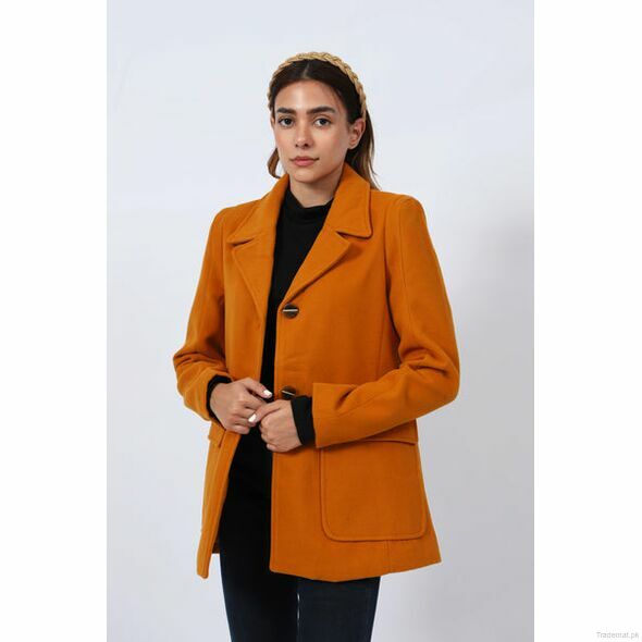 Short Coat with Notch Collar, Women Coat - Trademart.pk
