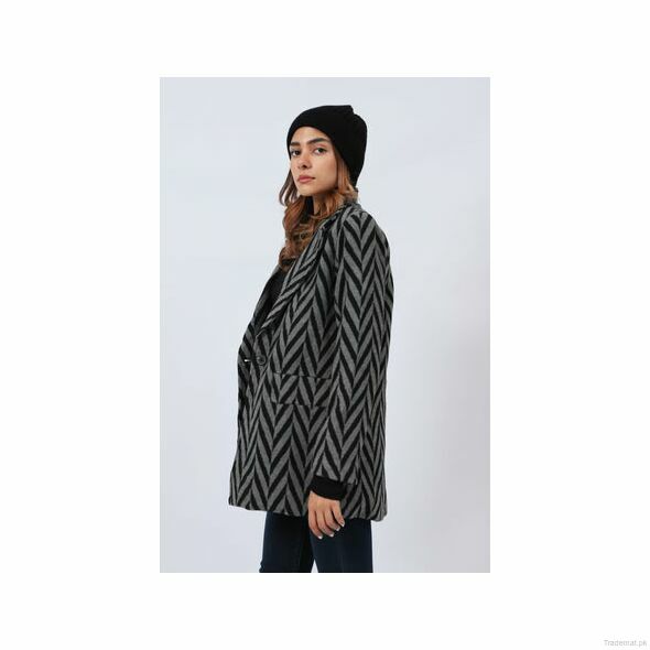 Coat with Fake Pocket Detail, Women Coat - Trademart.pk
