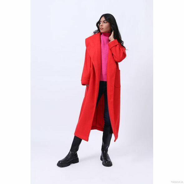 Long Oversized Coat with Shawl Collar, Women Coat - Trademart.pk