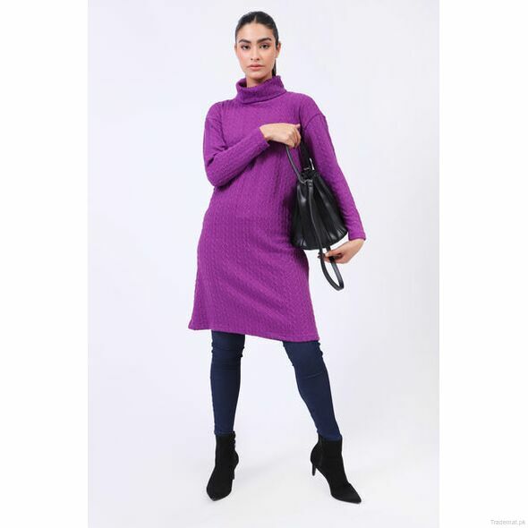 Textured Sweater Dress, Women Sweater - Trademart.pk